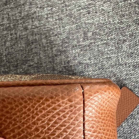 Coach Tan Brown Mini Purse Wristlet Gold Chain C Logo Coated Canvas Small Khaki - Picture 7 of 17